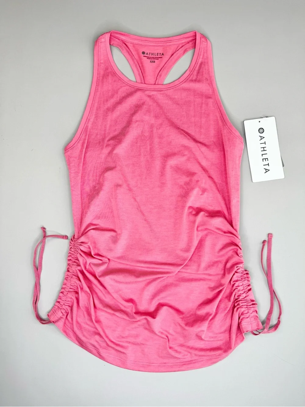 ATHLETA Encore Tank Racerback XXS Pink Ruched Drawstring Active - Picture 4 of 13